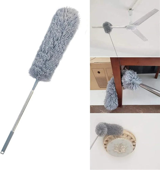 280cm Telescoping Duster, 100" Extendable Microfiber Feather Duster, Flexible bending Cleaning Head, for Ceiling Fan, Blinds and Cobweb Removal, Bendable Head, Washable