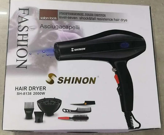 (black )Shinon Hair Dryers Salon Home Used Professional Blow Hair Dryer With  complete accessories