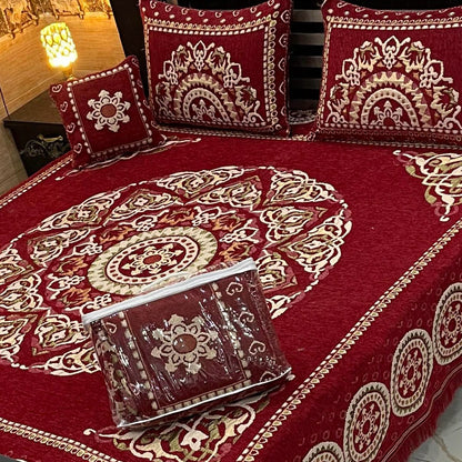 4 Pcs Velvet Bedsheet King Size- Jacquard Velvet Bedsheet For King Size Bed